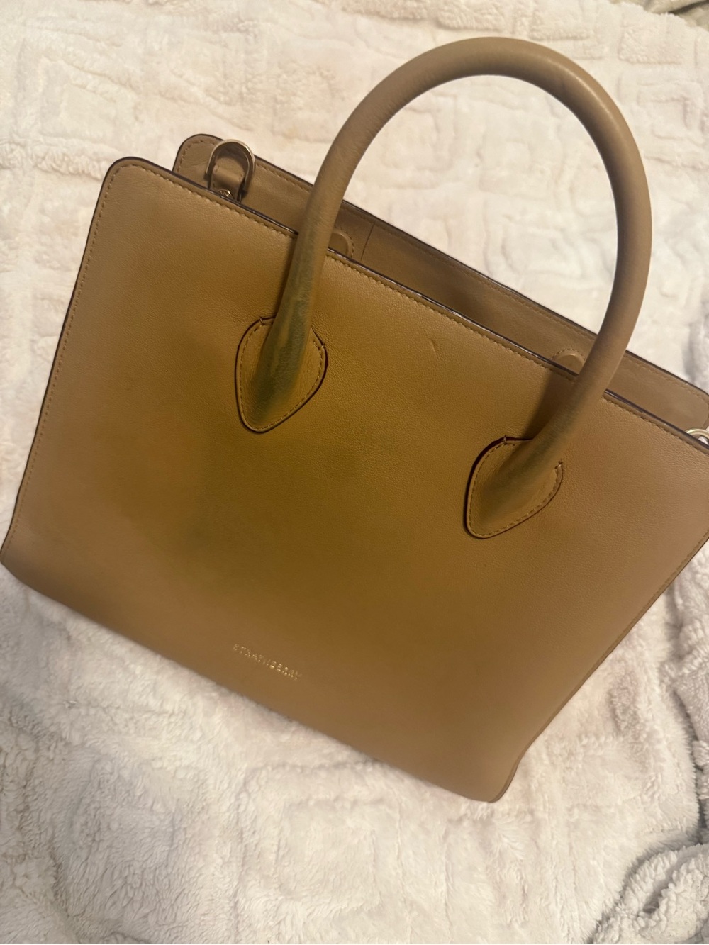 Strathberry Structured Top-Handle Satchel in Tan